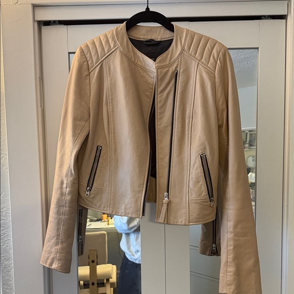 Mackage Tan Lambskin Leather Moto Jacket - Picture 6 of 16